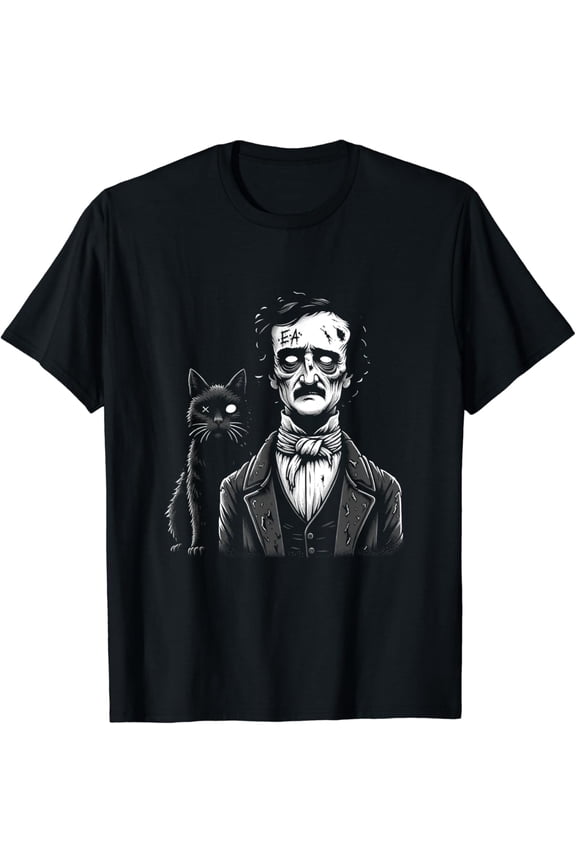 Zombie Gothic Writer Black Cat Graphic T-Shirt