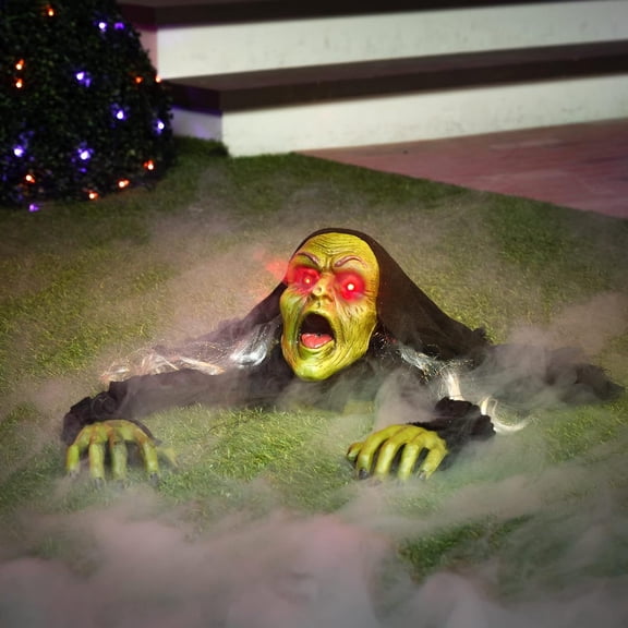 Zombie Groundbreaker Halloween Decoration - Outdoor Scary Prop with Sound & Flashing Eyes - 20in Yard Graveyard Decor - Haunted House Halloween Props