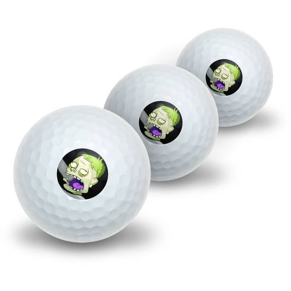 Zombie Guy Black Novelty Golf Balls, 3pk