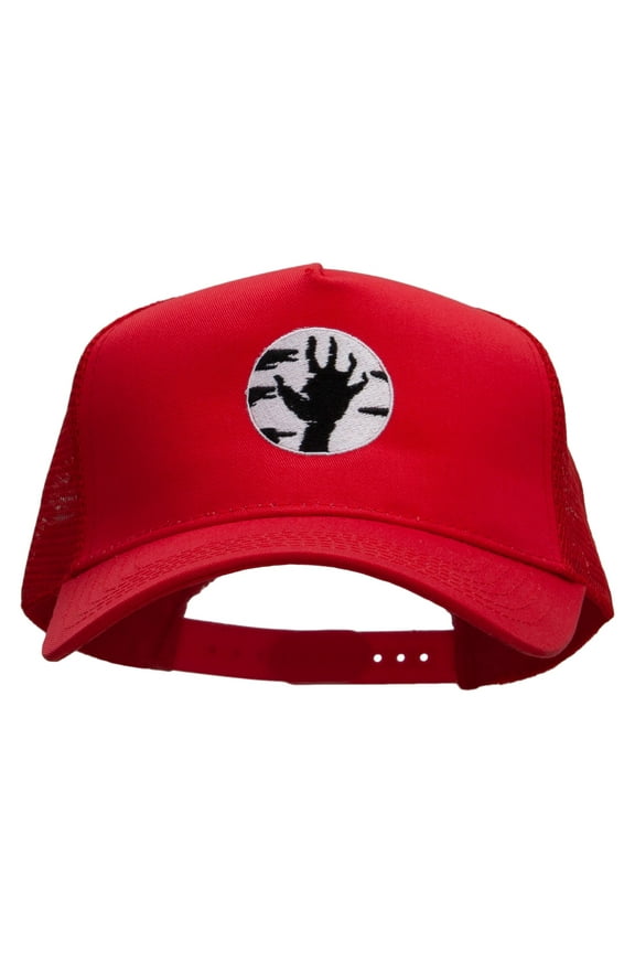 Zombie Hand Five Panels Pro Style Trucker Mesh Cap - Red OSFM