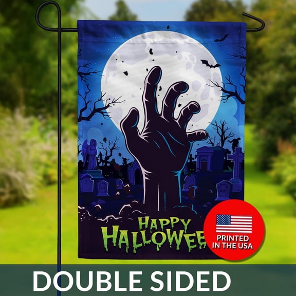 Zombie Hand Halloween Flag Graveyard Decor Double Sided