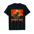 thumbnail image 1 of Zombie Hand Halloween Karaoke Singer Spooky-Oke Black T-Shirt Gift Top, 1 of 5