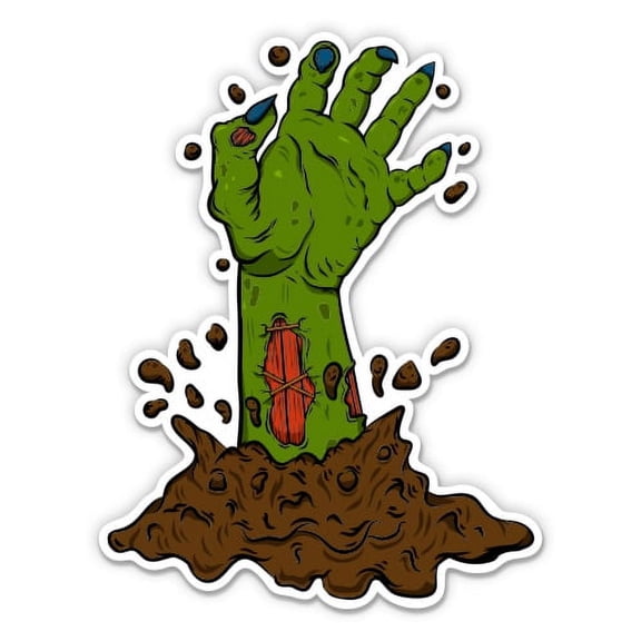 Zombie Hand Scary - 3" Vinyl Sticker - For Car Laptop I-Pad Phone Helmet Hard Hat - Waterproof Decal