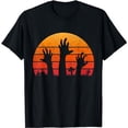 thumbnail image 1 of Zombie Hand Scary Costume Halloween Vintage Retro Sunset 80s T-Shirt, 1 of 5