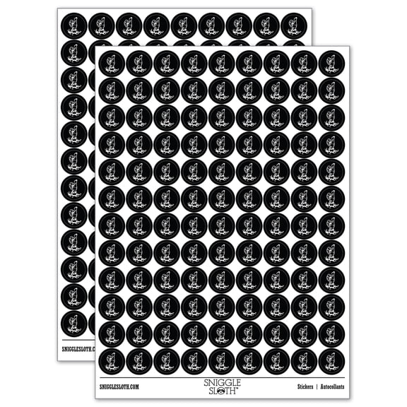 Zombie Hand Thumbs Up Halloween Good Job Round Sticker Set - Black - Gloss Finish - 0.50" Size