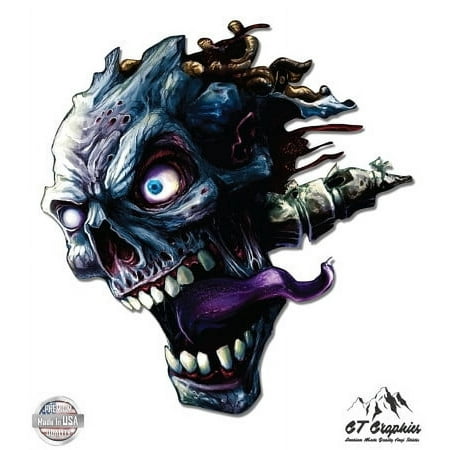 Zombie Head - 3" Vinyl Sticker - For Car Laptop I-Pad Phone Helmet Hard Hat - Waterproof Decal
