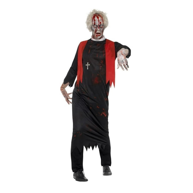 Zombie High Priest Mens Costume Black Red Zombie High Priest Mens Costume Black Red
