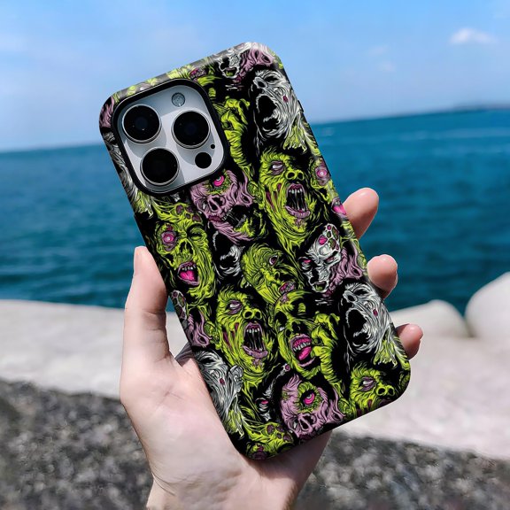 Zombie Horror Grunge Undead Art Tough Phone Case, Dual-Layer Protective Cover for iPhone