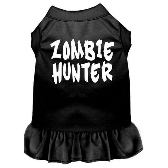Zombie Hunter Screen Print Dog Dress, Black - Extra Large