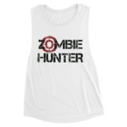 Zombie Hunter Womens White Spooky Trendy Cool Muscle Shirt Gag Gift