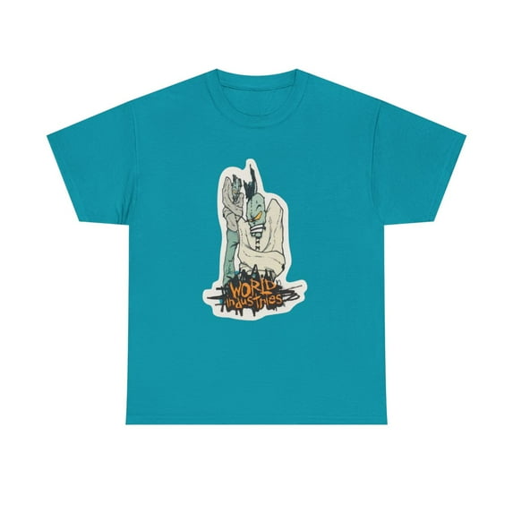 Zombie Jacket World Industries 2000s Skateboard Vintage Classic TShirt Print - Tropical Blue / L
