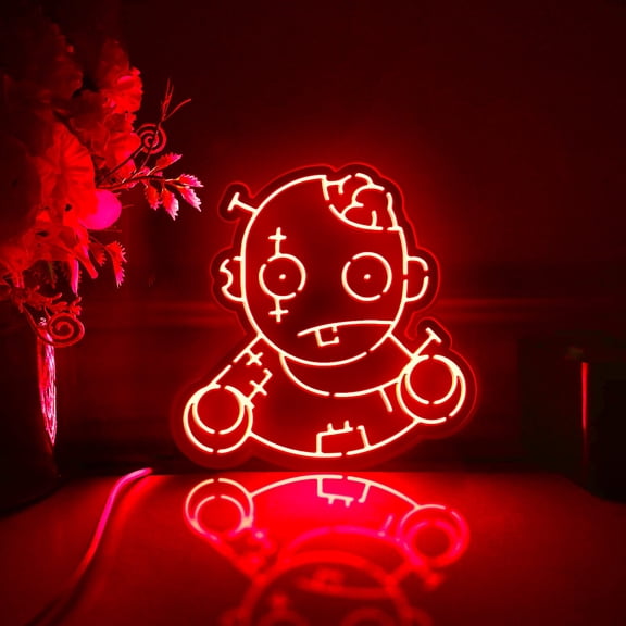 Zombie Led Light Box, Dimmable Neon-Like Light Signs USB Power for Wall Decor Bedroom Decoration, RGB Light (WxH) 6"x6"