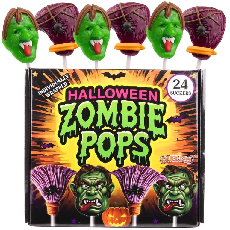 Zombie Lollipops, Halloween Trick or Treat Candy, 24 Count, 10.16