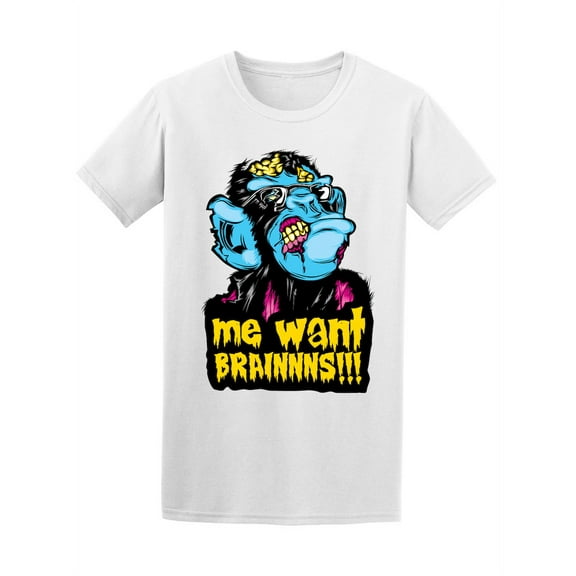 Zombie Monkey Me Want Brains T-Shirt - Image by Shutterstock, Male Large