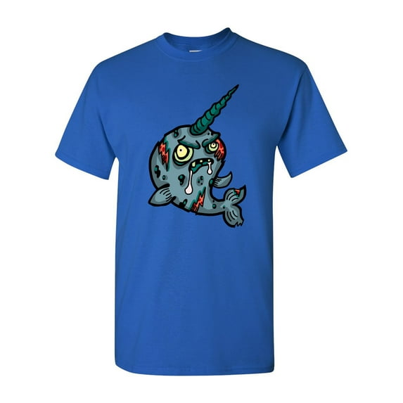 Zombie Narwhal Undead Animals Adult DT T-Shirt Tee