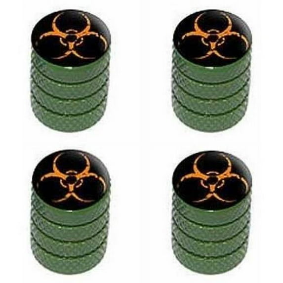 Zombie Outbreak Biohazard Orange Tire Rim Wheel Aluminum Valve Stem Caps, Multiple Colors