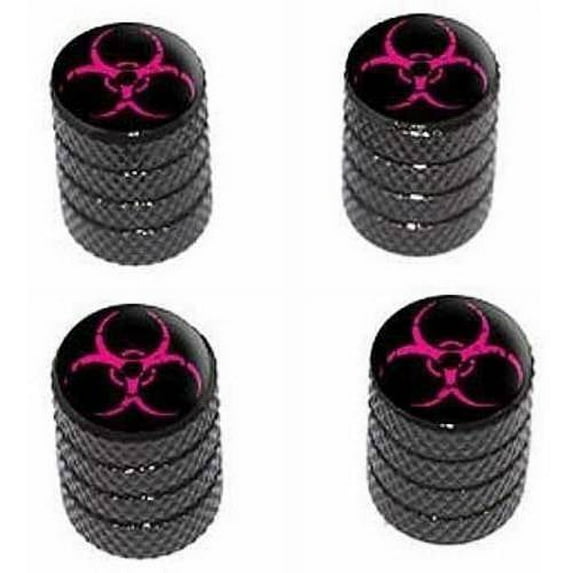 Zombie Outbreak Biohazard Pink Tire Rim Wheel Aluminum Valve Stem Caps, Multiple Colors