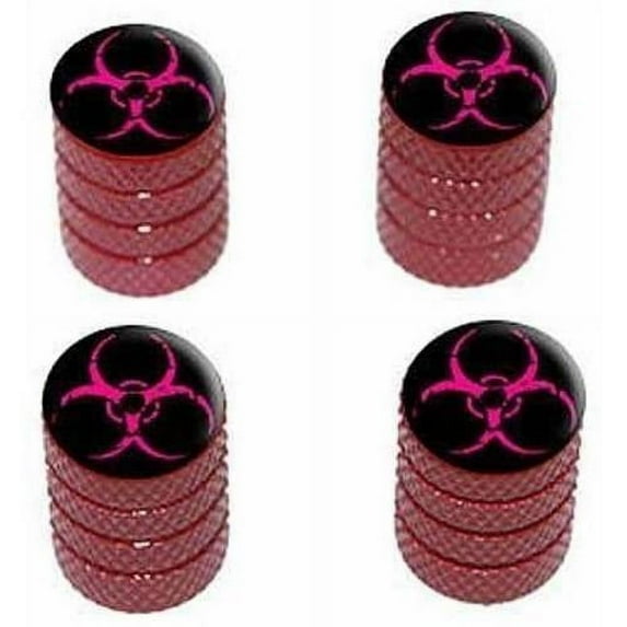 Zombie Outbreak Biohazard Pink Tire Rim Wheel Aluminum Valve Stem Caps, Multiple Colors