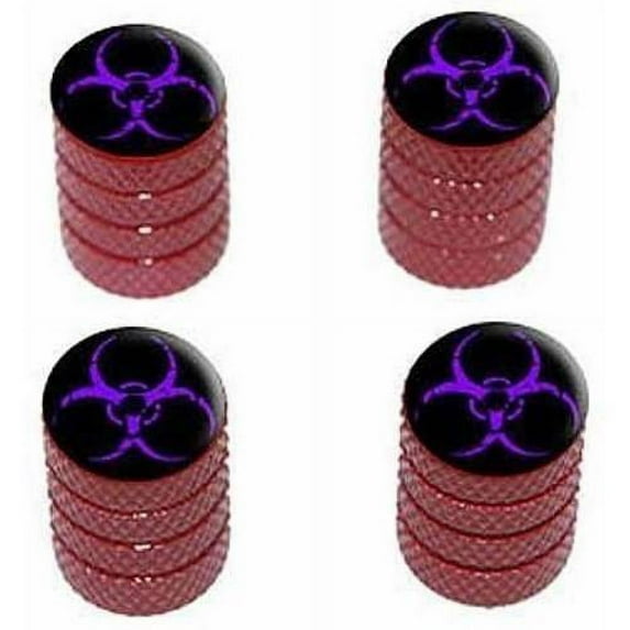 Zombie Outbreak Biohazard Purple Tire Rim Wheel Aluminum Valve Stem Caps, Multiple Colors