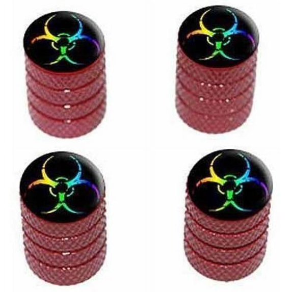 Zombie Outbreak Biohazard Rainbow Tire Rim Wheel Aluminum Valve Stem Caps, Multiple Colors