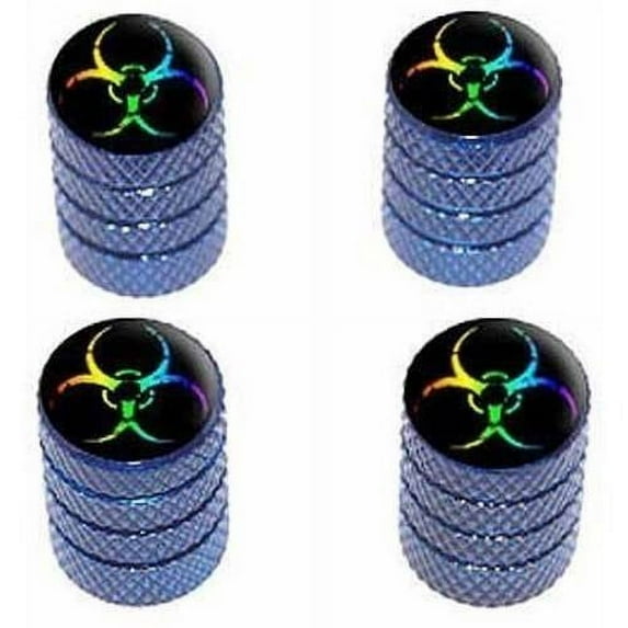 Zombie Outbreak Biohazard Rainbow Tire Rim Wheel Aluminum Valve Stem Caps, Multiple Colors
