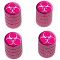 thumbnail image 1 of Zombie Outbreak Biohazard White Pink Tire Rim Wheel Aluminum Valve Stem Caps, Multiple Colors, 1 of 1