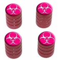 thumbnail image 1 of Zombie Outbreak Biohazard White Pink Tire Rim Wheel Aluminum Valve Stem Caps, Multiple Colors, 1 of 1