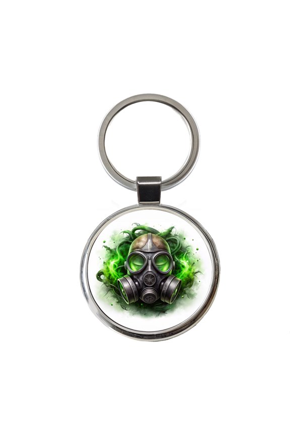 Zombie Outbreak Gas Mask Green Toxic Gas Metal Round Keychain