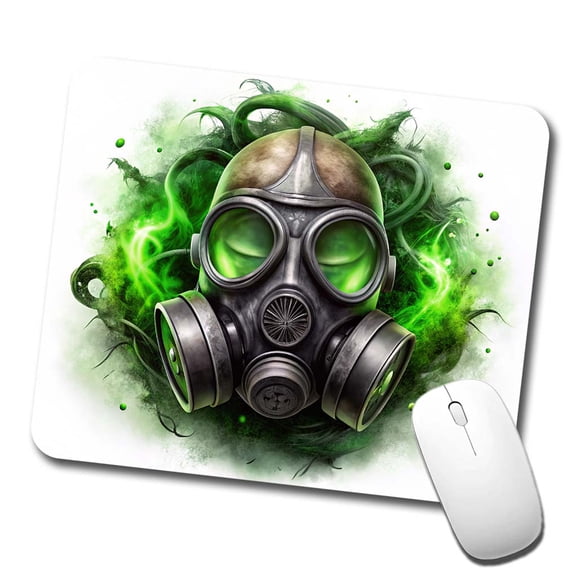 Zombie Outbreak Gas Mask Green Toxic Gas Mouse Pad Low Profile Gaming Mat