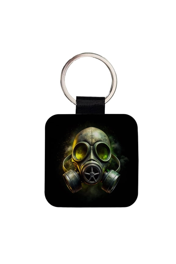 Zombie Outbreak Gas Mask Toxic Gas Faux Leather Square Keychain