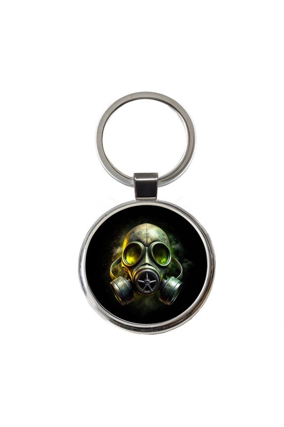 Zombie Outbreak Gas Mask Toxic Gas Metal Round Keychain