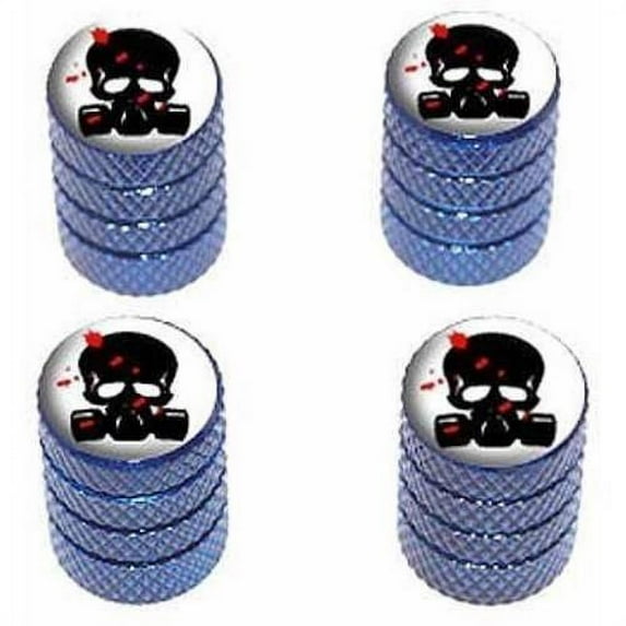 Zombie Outbreak Response Team Blood Skull Gas Mask Tire Rim Wheel Aluminum Valve Stem Caps, Multiple Colors