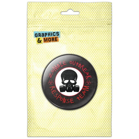 Zombie Outbreak Response Team Gas Mask Distressed Red Refrigerator Button Magnet