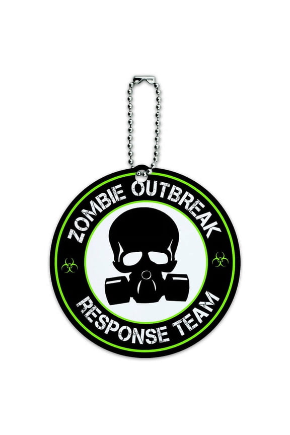 Gas Mask Green Round Luggage ID Tag Card for Suitcase or Carry-On