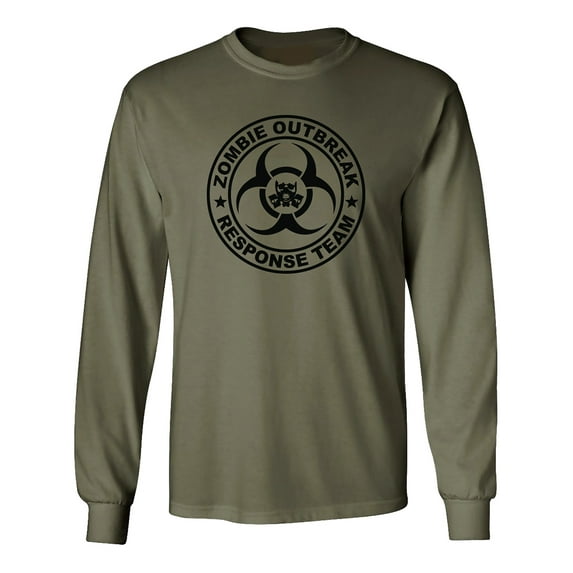 Zombie Outbreak Response Team Long Sleeve T-Shirt in Military Green