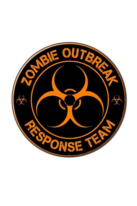 Zombie Outbreak Response Team - Orange Lapel Hat Pin Tie Tack Large Round
