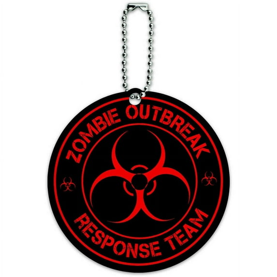 Zombie Outbreak Response Team Red Round Luggage ID Tag Card for Suitcase or Carry-On
