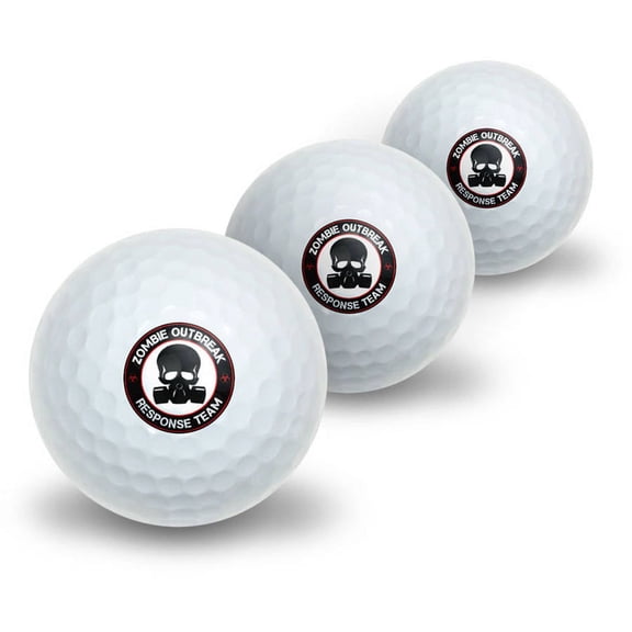 Zombie Outbreak Response Team Red on Black Gasmask Skull Novelty Golf Balls, 3pk