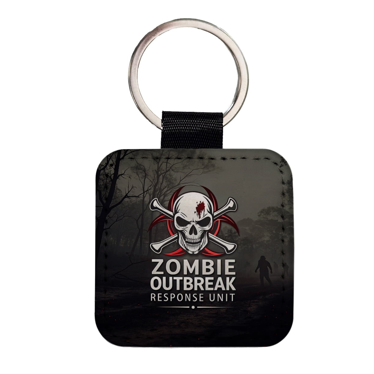 Zombie Outbreak Response Unit Biohazard Faux Leather Square Keychain ...