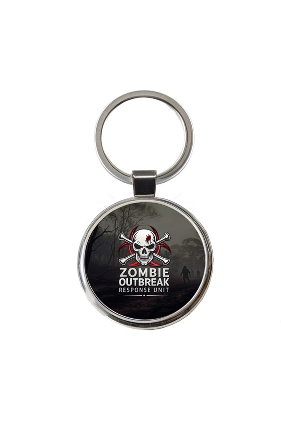 Zombie Outbreak Response Unit Biohazard Metal Round Keychain