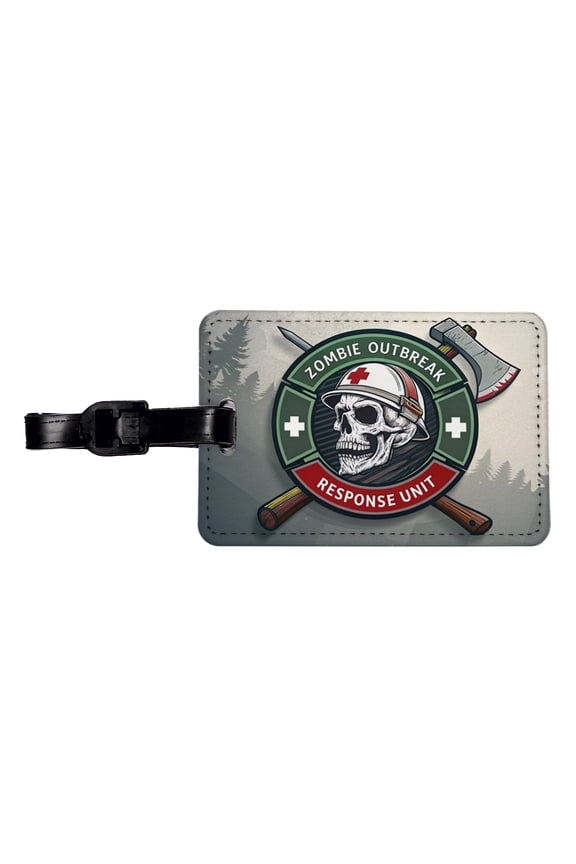 Zombie Outbreak Response Unit Skull Faux Leather Travel Luggage Tag