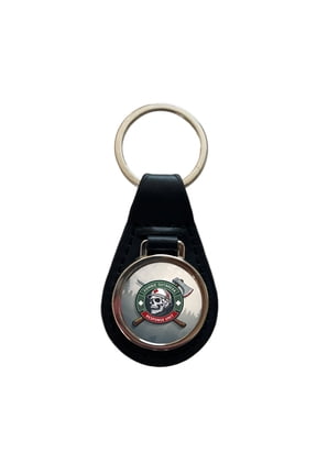 Zombie Outbreak Response Unit Skull Metal Black Leather Keychain