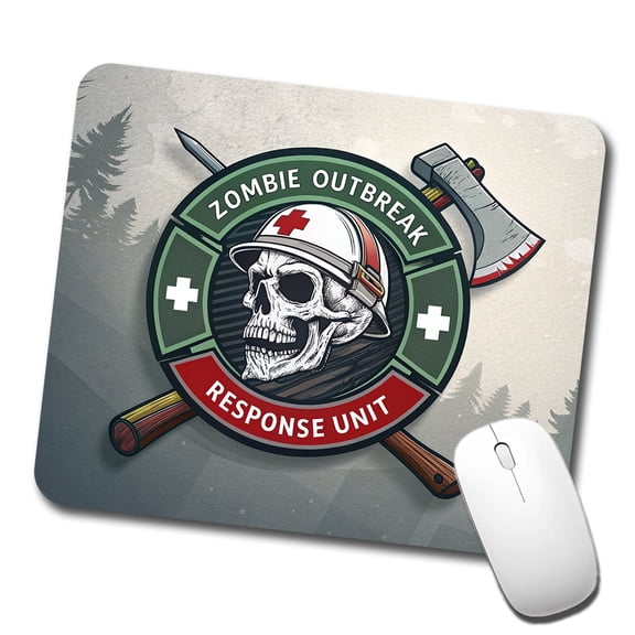 Zombie Outbreak Response Unit Skull Mouse Pad Low Profile Gaming Mat