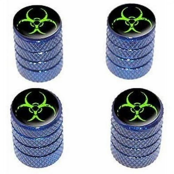 Zombie Outbreak Response Vehicle Green Biohazard Tire Rim Wheel Aluminum Valve Stem Caps, Multiple Colors