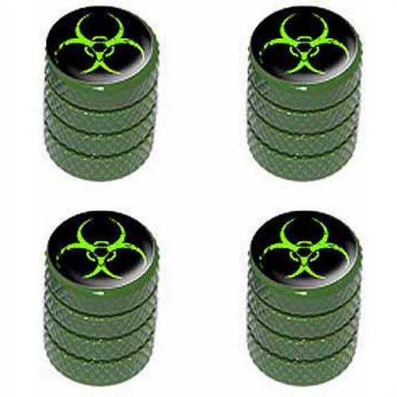 Zombie Outbreak Response Vehicle Green Biohazard Tire Rim Wheel Aluminum Valve Stem Caps, Multiple Colors