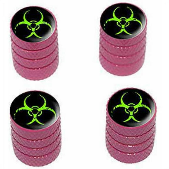 Zombie Outbreak Response Vehicle Green Biohazard Tire Rim Wheel Aluminum Valve Stem Caps, Multiple Colors