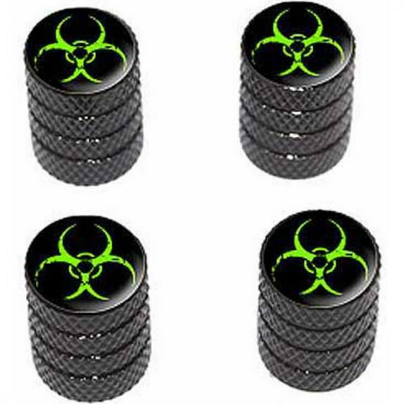 Zombie Outbreak Response Vehicle Green Biohazard Tire Rim Wheel Aluminum Valve Stem Caps, Multiple Colors