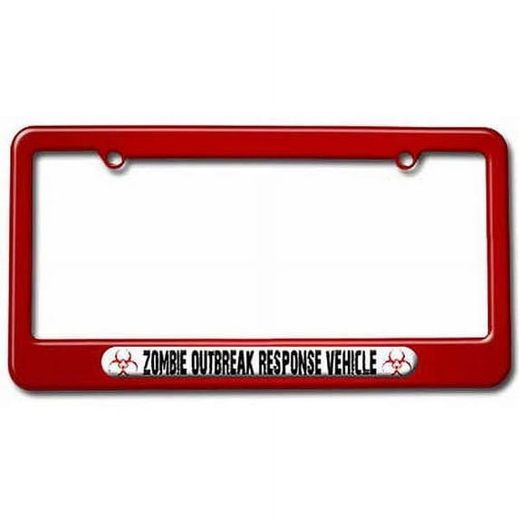 Zombie Outbreak Response Vehicle White, Biohazard License Plate Tag Frame, Multiple Colors