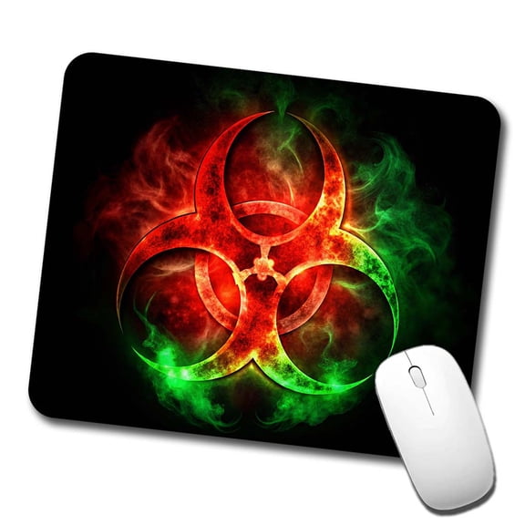 Zombie Outbreak Symbol With Red Green Toxic Gasses Mouse Pad Low Profile Gaming Mat