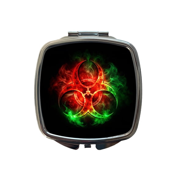 Zombie Outbreak Symbol With Red Green Toxic Gasses Travel Makeup Handbag Purse Small Pocket Compact Mirror
